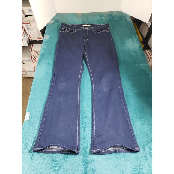 Levis Jeans Size 32 Womens Blue Stretch Pants Denim Mid Rise Slimming Bootcut - Picture 1 of 15